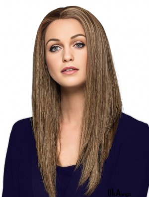 Blonde Without Bangs Straight 18 inch Human Hair Wigs For Women