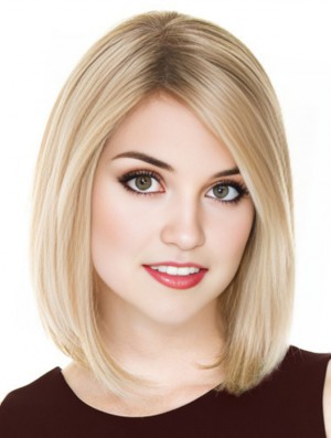 Bob Cut Wigs Women 100% Hand Tied Blonde Color Shoulder Length