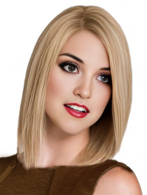 Long Bob Wigs Remy Human 100% Hand Tied Shoulder Length