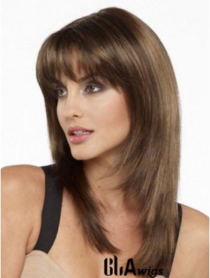 Best Real Silky Straight Human Hair With Bangs Capless Shoulder Length