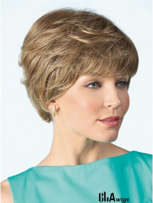 Monofilament Wig Human 100% Hand Tied Curly Style Short Length Boycuts