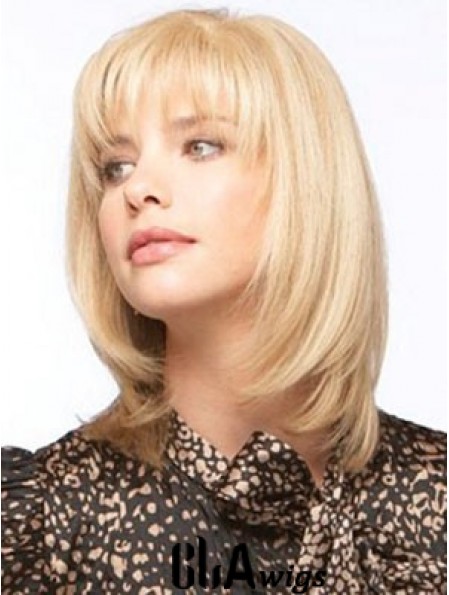 Human Hair Monofilment Wigs With Bangs Monofilament Straight Style