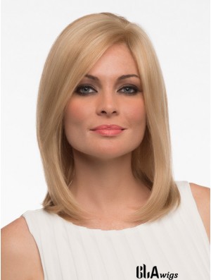 Straight Human Hair Straight Style Shoulder Length Blonde Color