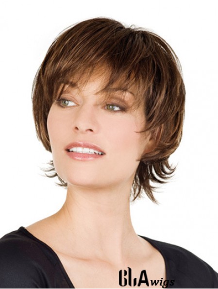 Monofilament Human Hair Wigs Sale Lace With Bangs Front Short Length