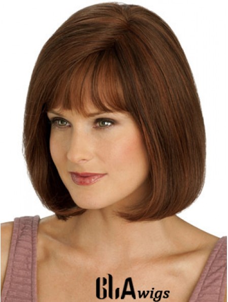 Short Bob Wigs Human Hair Chin Length Monofilament Straight Style