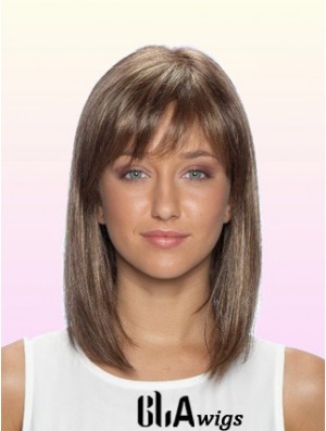 100% Glueless Human Hair Lace Front Wigs With Bangs Stright Style