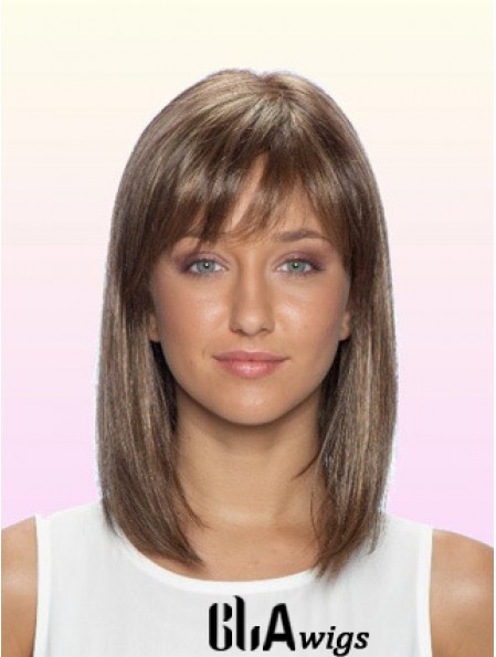 100% Glueless Human Hair Lace Front Wigs With Bangs Stright Style