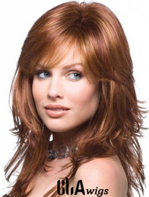 Layered Comfortable Wavy Auburn Long Synthetic Wigs