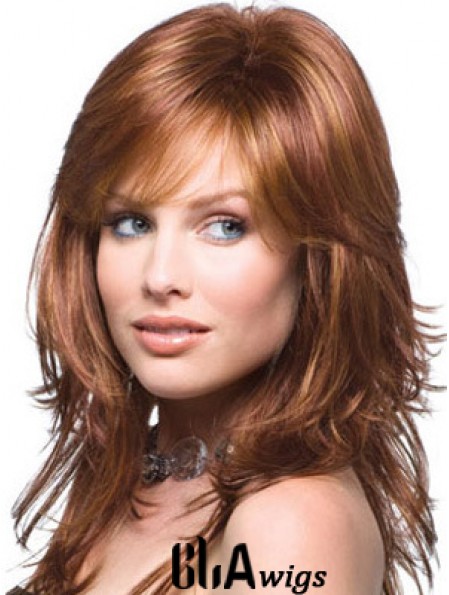 Layered Comfortable Wavy Auburn Long Synthetic Wigs