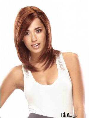 Auburn Shoulder Length Good Straight Layered Lace Wigs