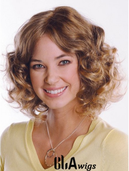 Synthetic Curly Chin Length Capless Curly Style Brown Color