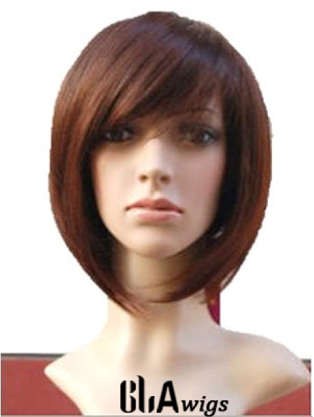 Auburn 10 inch Wavy Short Remy Human Hair Monofilament Bob Wigs