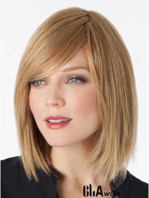 Lace Front Shoulder Length Straight Blonde Trendy Bob Wigs