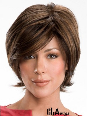 Dark Brown Layerd Cut Ladies Synthetic Wigs With Capless Wavy Style