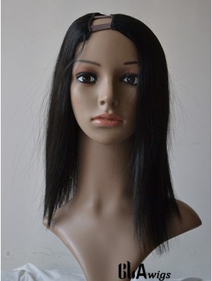 14 inch Lace Front Straight Black Ideal U Part Wigs