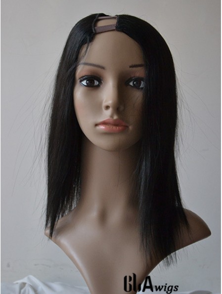 14 inch Lace Front Straight Black Ideal U Part Wigs