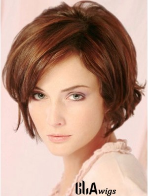 Auburn Short Cheap Wavy Layered Lace Wigs