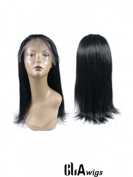 Black Full Lace Straight Long Hand Tied Human Hair Wigs