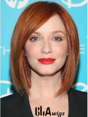 Human Full Lace Christina Hendricks Wigs Bobs Cut Cropped Color Shoulder Length