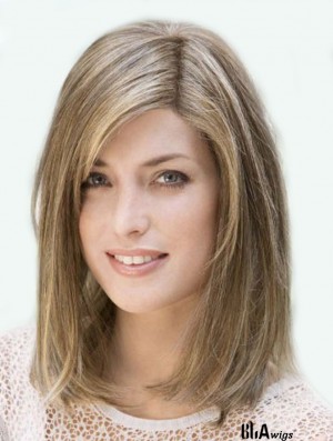 Amazing 14 inch Brown Shoulder Length With Bangs Straight Human hair Wigs
