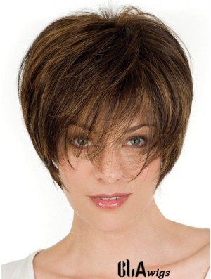 Human Hair Brown Wigs With Lace Front Wavy Style