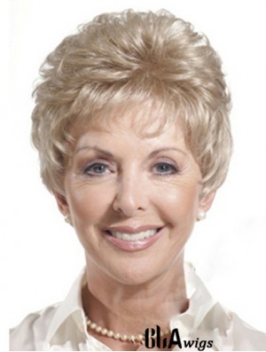 Real Hair Wigs For Older Women Cropped Length Auburn Color Classic Cuts