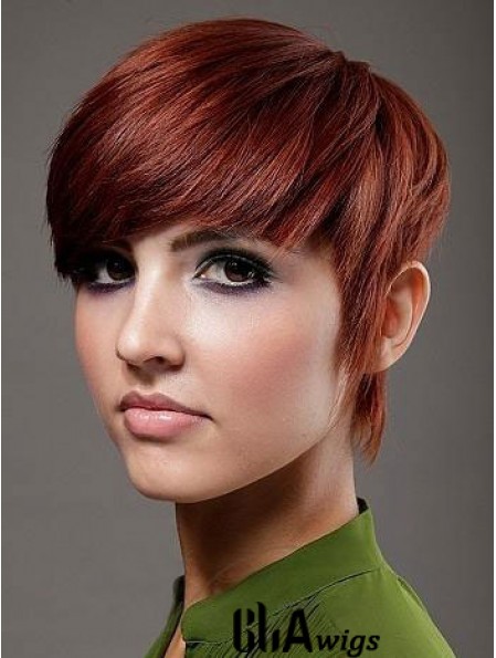 Boycuts Top Straight Red Short Human Hair Wigs