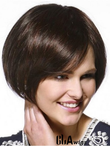 Chin Length Straight Bobs Brown Popular 100% Hand-tied Wigs