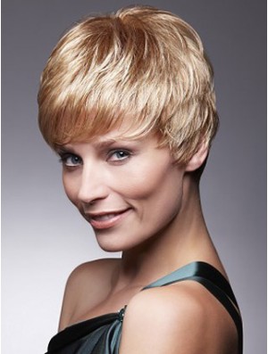 Short Blonde Wig With Capless Remy Cropped Length Boycuts