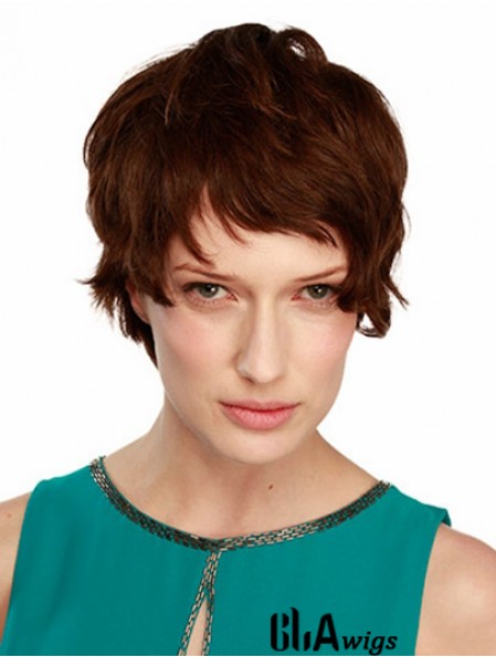 Monofilament Wavy Boycuts Short 8 inch No-Fuss Human Hair Wigs