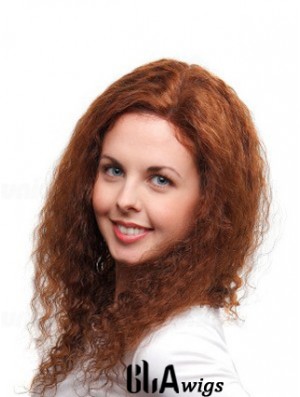 Curly Auburn Remy Human 100% Hand Tied Mono Wigs