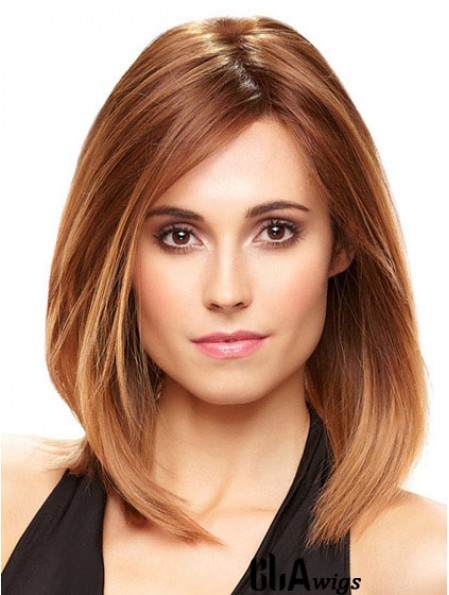 Sleek Lace Front Wigs With Monofilamentt Auburn Color Layered Cut