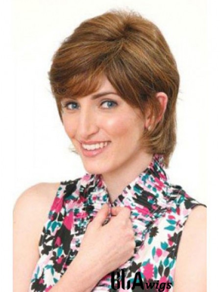 Classic Fabulous Straight Brown Chin Length Human Hair Wigs