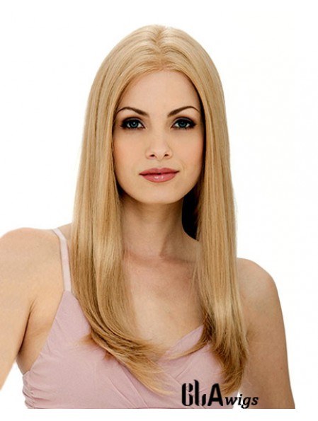 24 inch Blonde Long Layered Straight Flexibility Lace Wigs