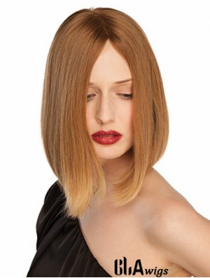 10 inch Blonde Chin Length Without Bangs Straight Convenient Lace Wigs