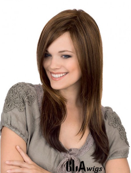 Straight Without Bangs Monofilament Brown Stylish Long Wigs