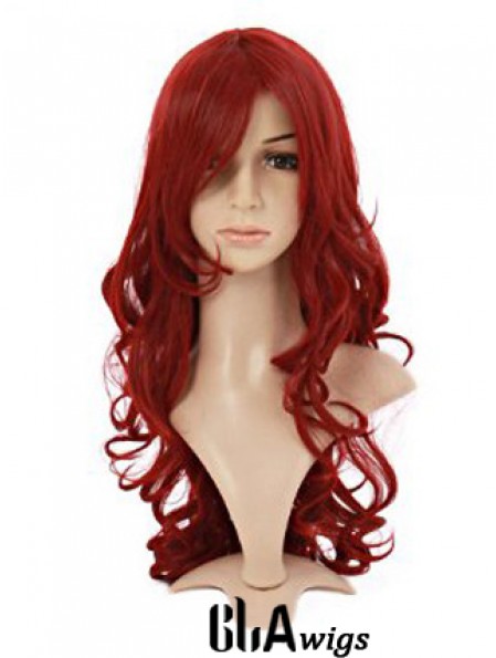 Wavy With Bangs Lace Front Style 20 inch Red Long Wigs