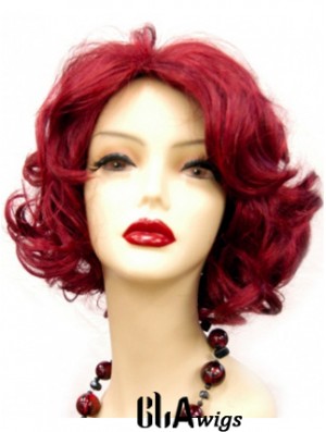 Wavy Without Bangs Chin Length Red Online Lace Front Wigs