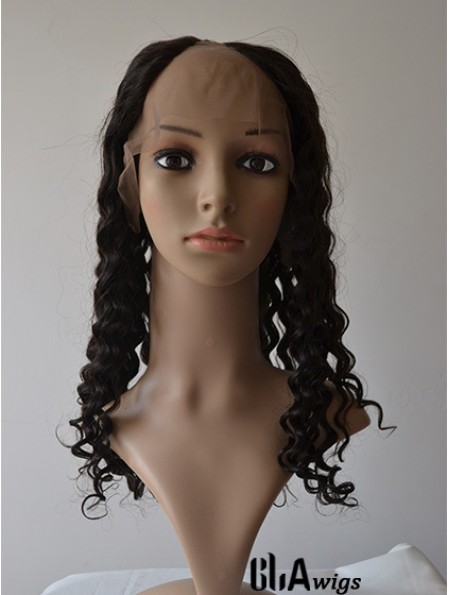 18 inch Lace Front Curly Black Fashionable U Part Wigs