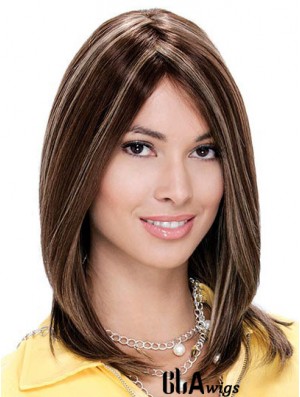 Monofilament Straight Without Bangs Shoulder Length 13 inch Fashionable Human Hair Wigs