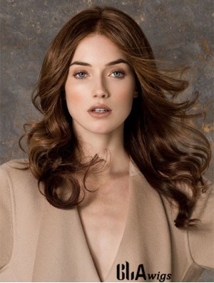 Wavy Without Bangs Monofilament Brown Ideal Long Wigs