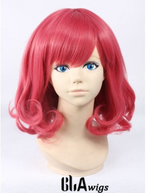 Wavy With Bangs Shoulder Length Red Cheapest Lace Front Wigs