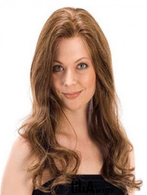 Wavy Remy Human Long Brown Monofilament Human Hair Wigs