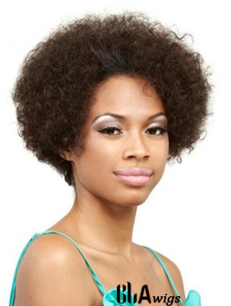 Human Hair Front Lace Wig Short Length Curly Style Brown Color