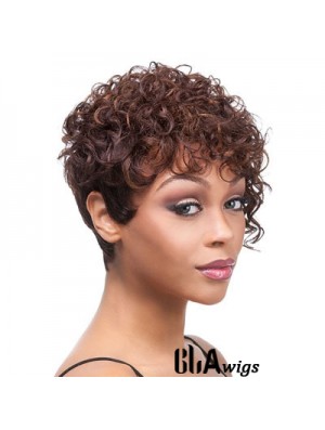 Short Auburn Curly Layered Trendy African American Wigs