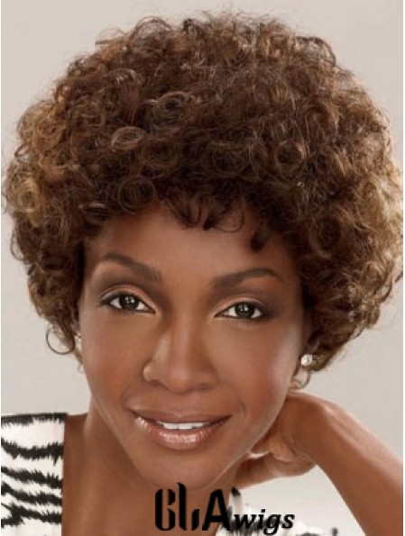 Capless Short Brown Layered Brown Synthetic Afro Kinky Hairstyles