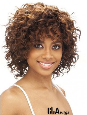 Brazilian Chin Length Kinky Brown With Bangs Best Black Woman Wigs