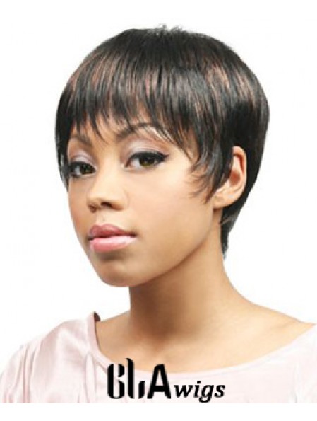 African Hair Wigs Boycuts Cropped Length Straight Style With Capless