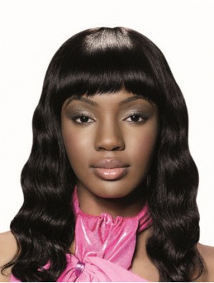 Long Black Wavy With Bangs New African American Wigs