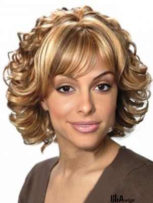 Blonde Capless Chin Length Synthetic African American Wavy Hair